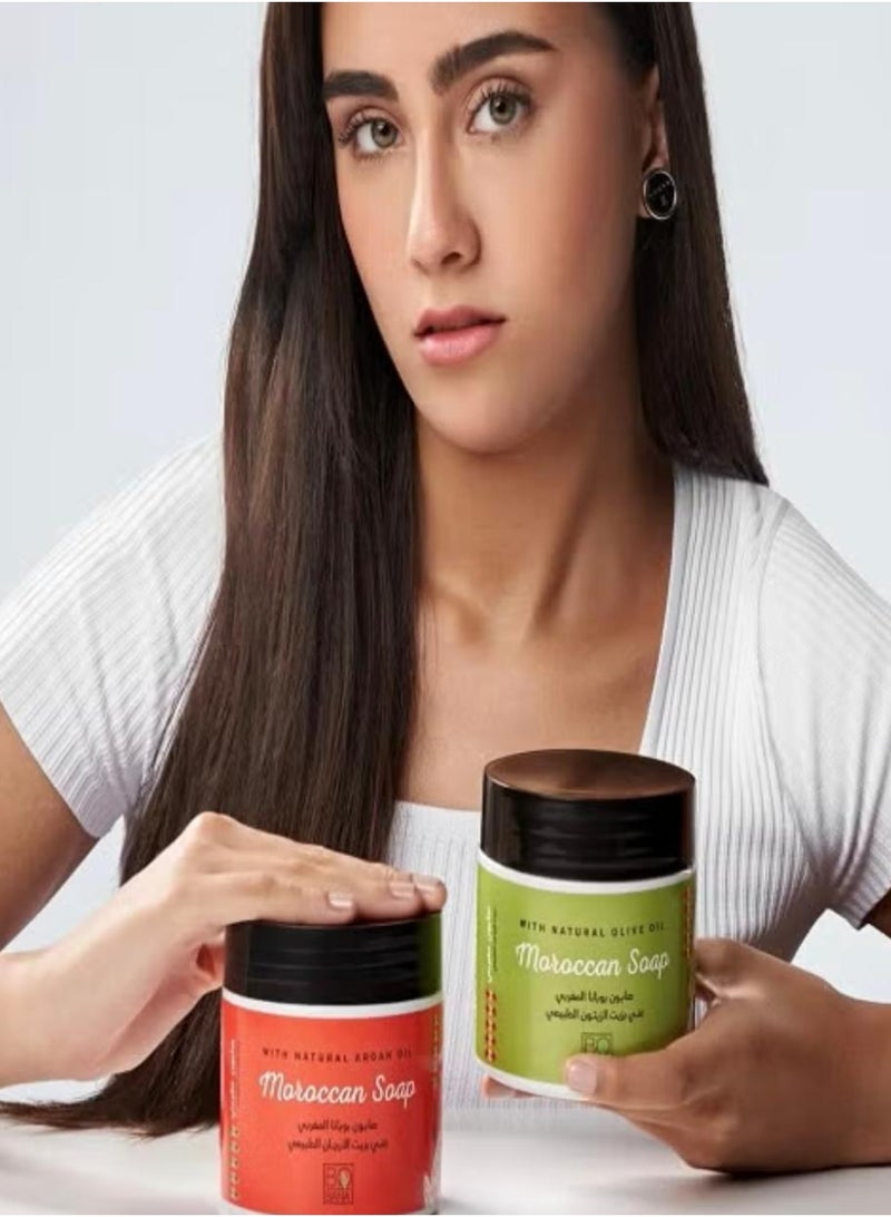 بوبانا صابون مغربي بزيت الزيتون الطبيعي - 500 جم + ليفه مغربي - Image 3